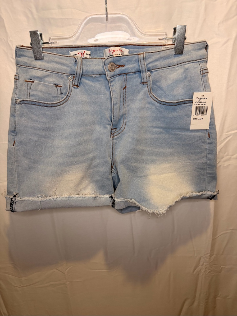 Vigoss Light Blue Frayed Hem Denim Shorts